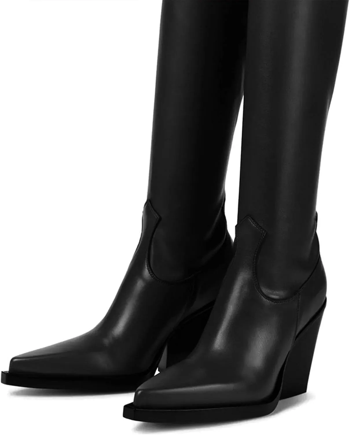 8cm Large Size Retro Thick-soled Long Boots Thick Heel Pointed Toe Ladies Genuine Leather Over the Knee Boots
