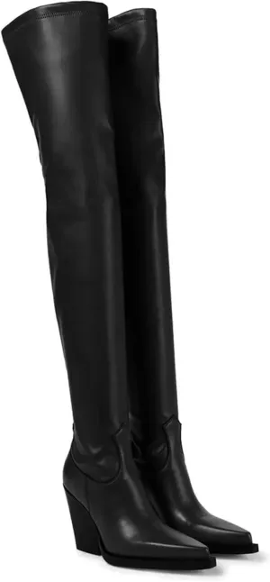 8cm Large Size Retro Thick-soled Long Boots Thick Heel Pointed Toe Ladies Genuine Leather Over the Knee Boots