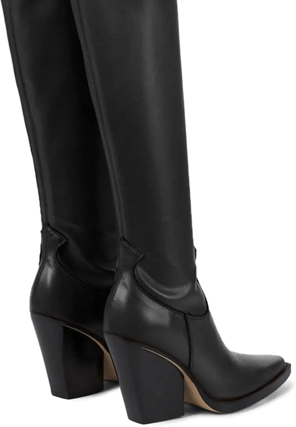 8cm Large Size Retro Thick-soled Long Boots Thick Heel Pointed Toe Ladies Genuine Leather Over the Knee Boots