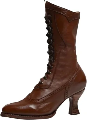 Ankle Boots for Women Mid Calf Boots for Women Fall and Winter Fashion Pointed Toe Square Heel Lace Up Mid Calf Boots