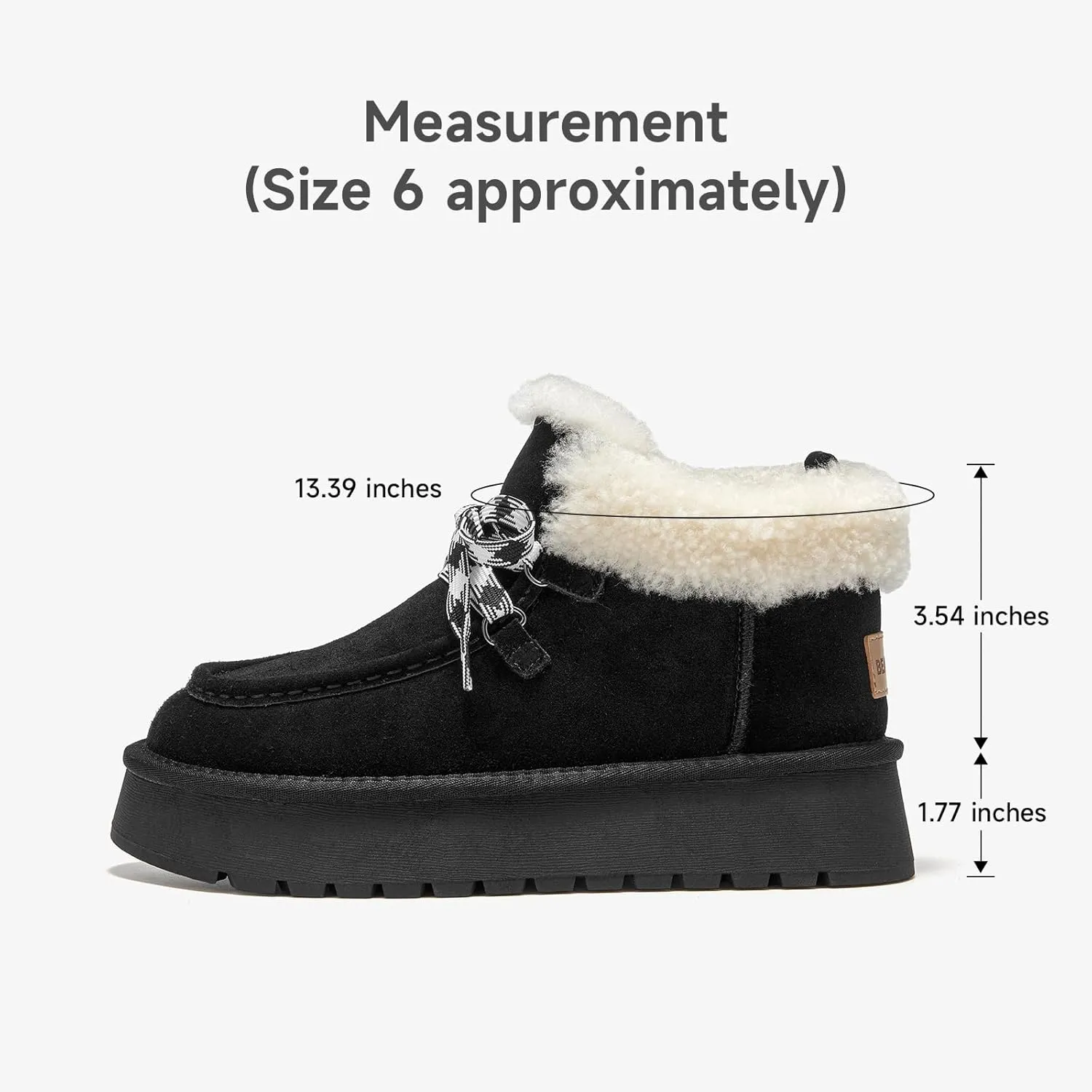 BEAU TODAY Womens Winter Snow Boots, Fur Lined Ankle Booties for Women Warm Boots, Chunky Platform Lace-up Boots Shoes Suede Leather Non-slip Warm Winter Shoes