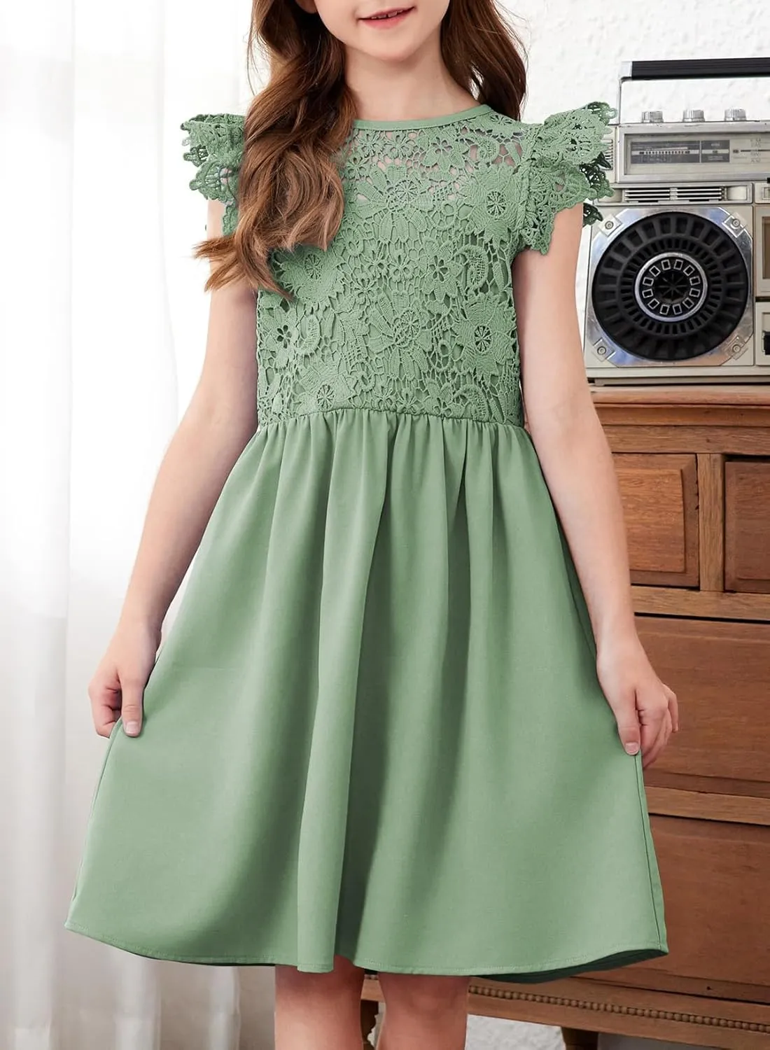 blibean Teen Girls Flower Dresses Semi Formal Sleeveless Wedding Dress Size 6-15 Years
