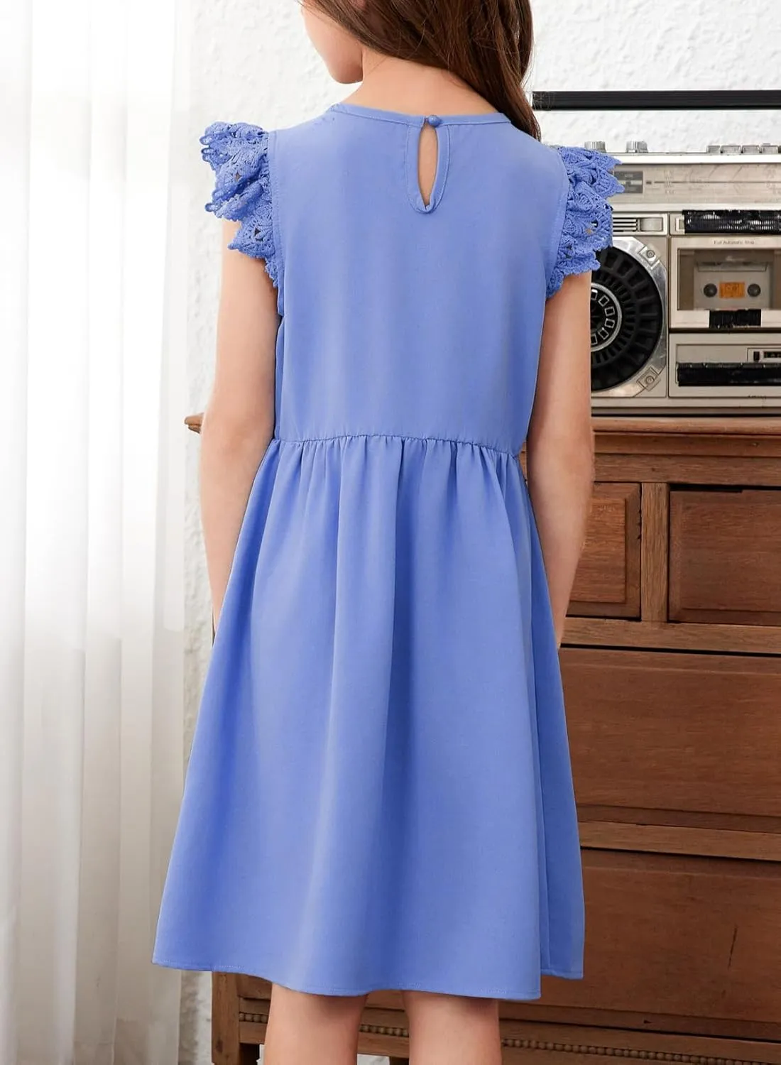 blibean Teen Girls Flower Dresses Semi Formal Sleeveless Wedding Dress Size 6-15 Years