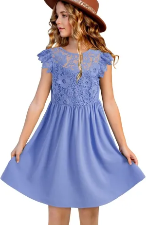blibean Teen Girls Flower Dresses Semi Formal Sleeveless Wedding Dress Size 6-15 Years