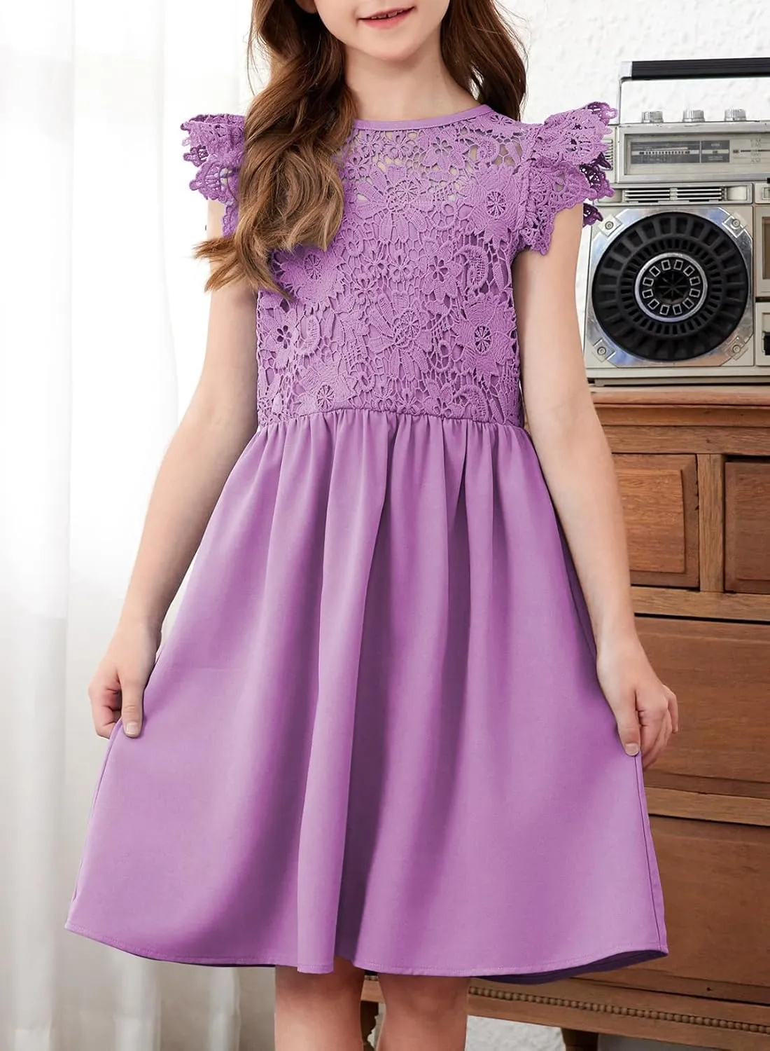 blibean Teen Girls Flower Dresses Semi Formal Sleeveless Wedding Dress Size 6-15 Years