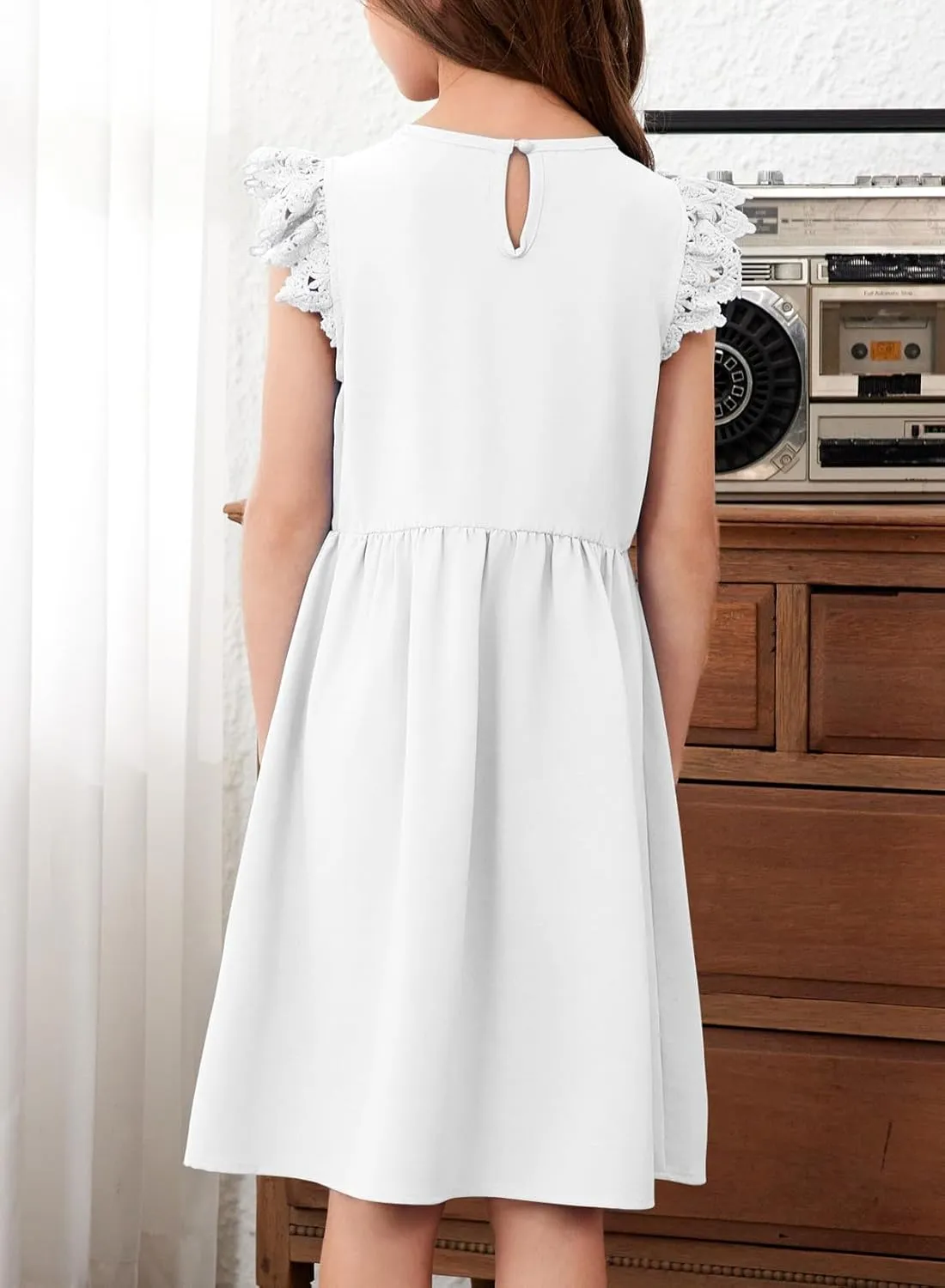 blibean Teen Girls Flower Dresses Semi Formal Sleeveless Wedding Dress Size 6-15 Years
