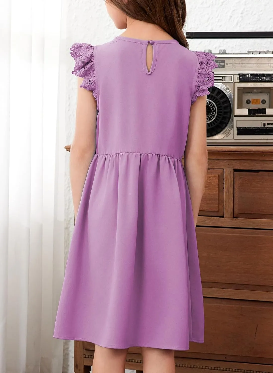 blibean Teen Girls Flower Dresses Semi Formal Sleeveless Wedding Dress Size 6-15 Years