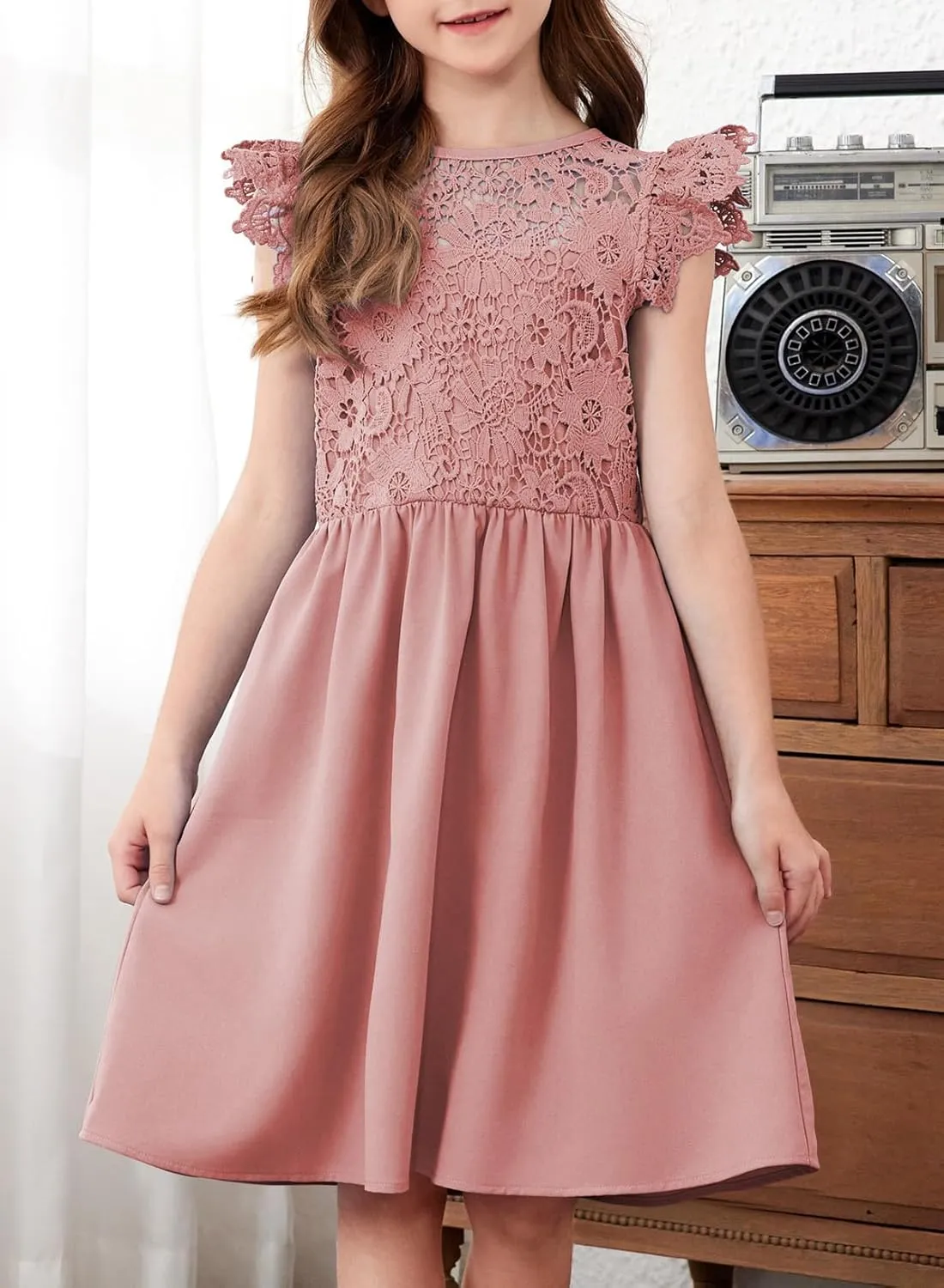 blibean Teen Girls Flower Dresses Semi Formal Sleeveless Wedding Dress Size 6-15 Years
