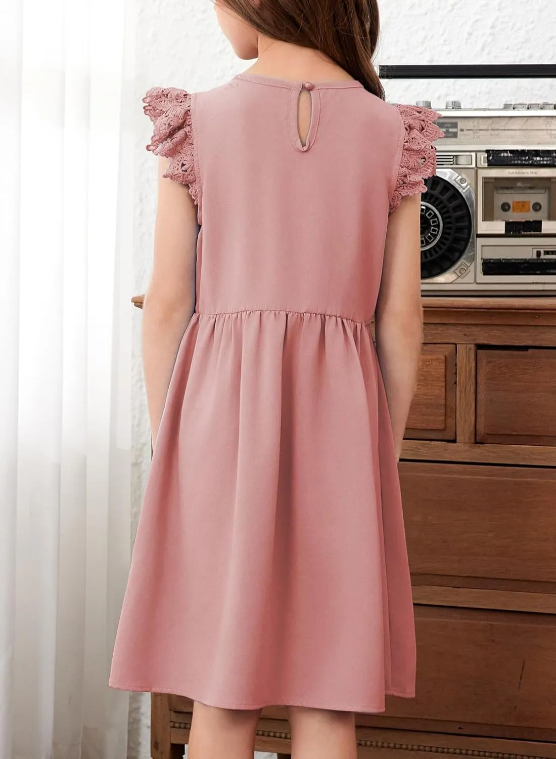 blibean Teen Girls Flower Dresses Semi Formal Sleeveless Wedding Dress Size 6-15 Years