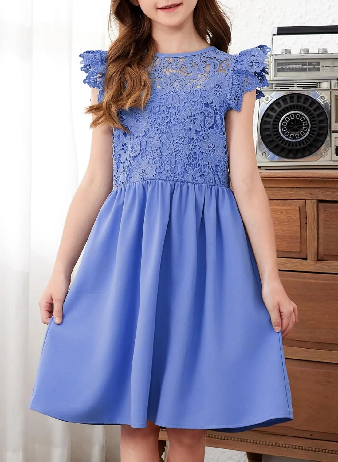 blibean Teen Girls Flower Dresses Semi Formal Sleeveless Wedding Dress Size 6-15 Years