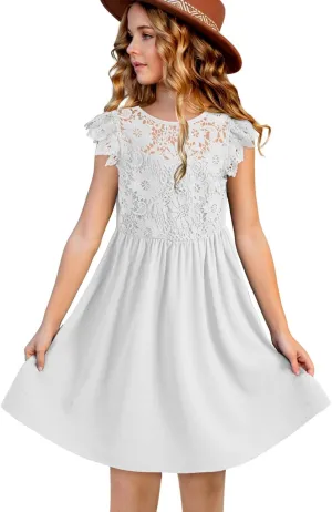blibean Teen Girls Flower Dresses Semi Formal Sleeveless Wedding Dress Size 6-15 Years
