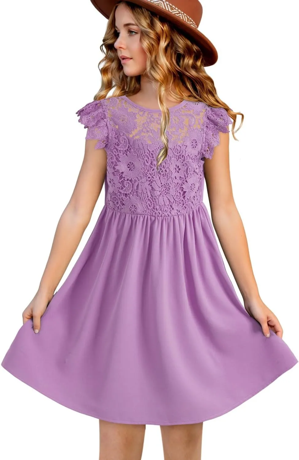 blibean Teen Girls Flower Dresses Semi Formal Sleeveless Wedding Dress Size 6-15 Years