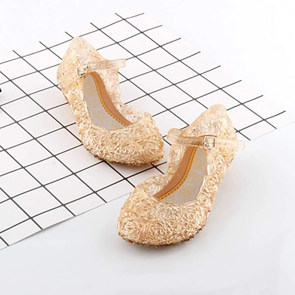 Blue Girls Princess Shoes Jelly Sandals Cinderella Toddler Cosplay Dancing Show Mary Janes(Toddler/Little Kid)