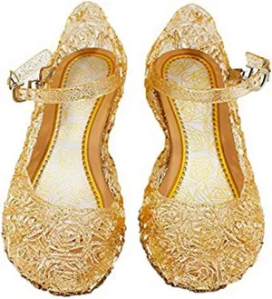 Blue Girls Princess Shoes Jelly Sandals Cinderella Toddler Cosplay Dancing Show Mary Janes(Toddler/Little Kid)