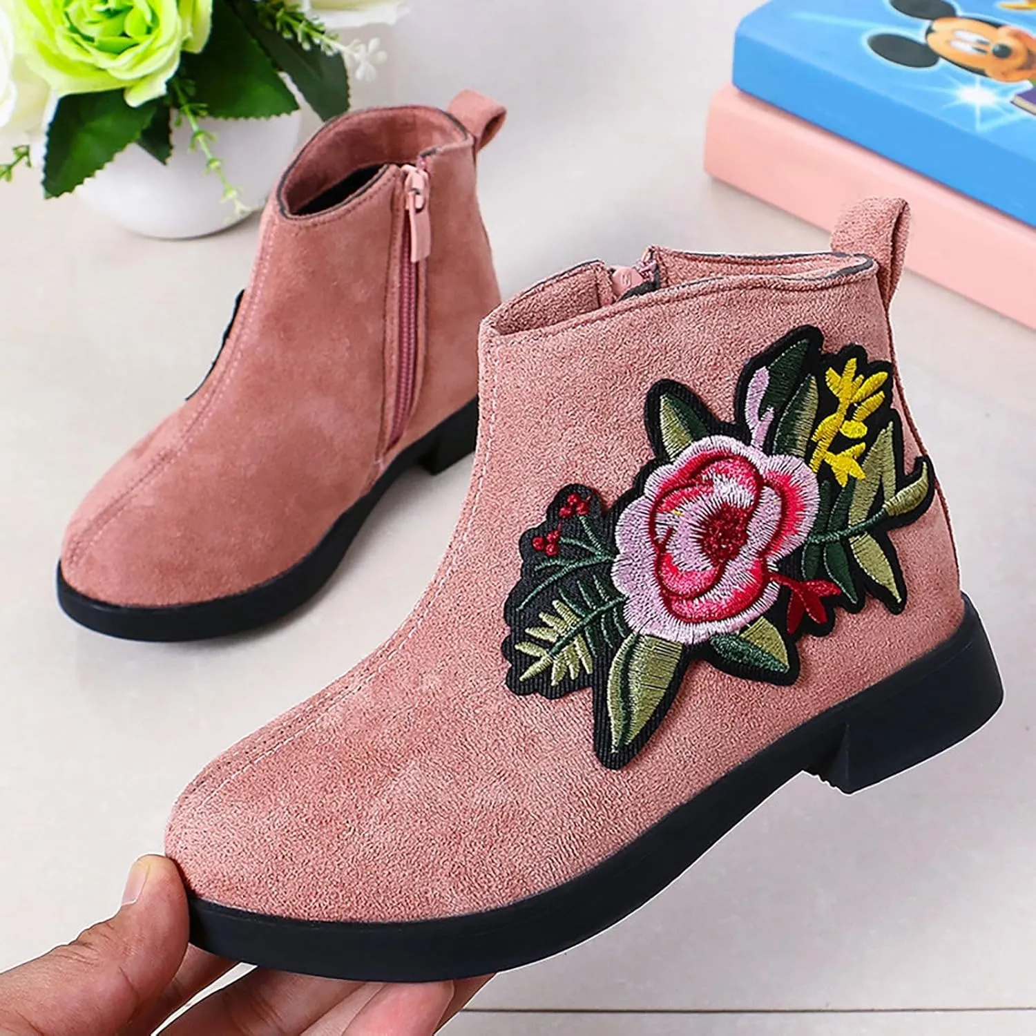 Boots for Girls Girl Boots Little Girls Western Cowboy Boots Waterproof Leather Non Slip Outdoor Ankle Snow Boots