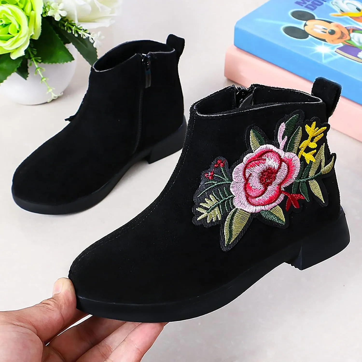 Boots for Girls Girl Boots Little Girls Western Cowboy Boots Waterproof Leather Non Slip Outdoor Ankle Snow Boots