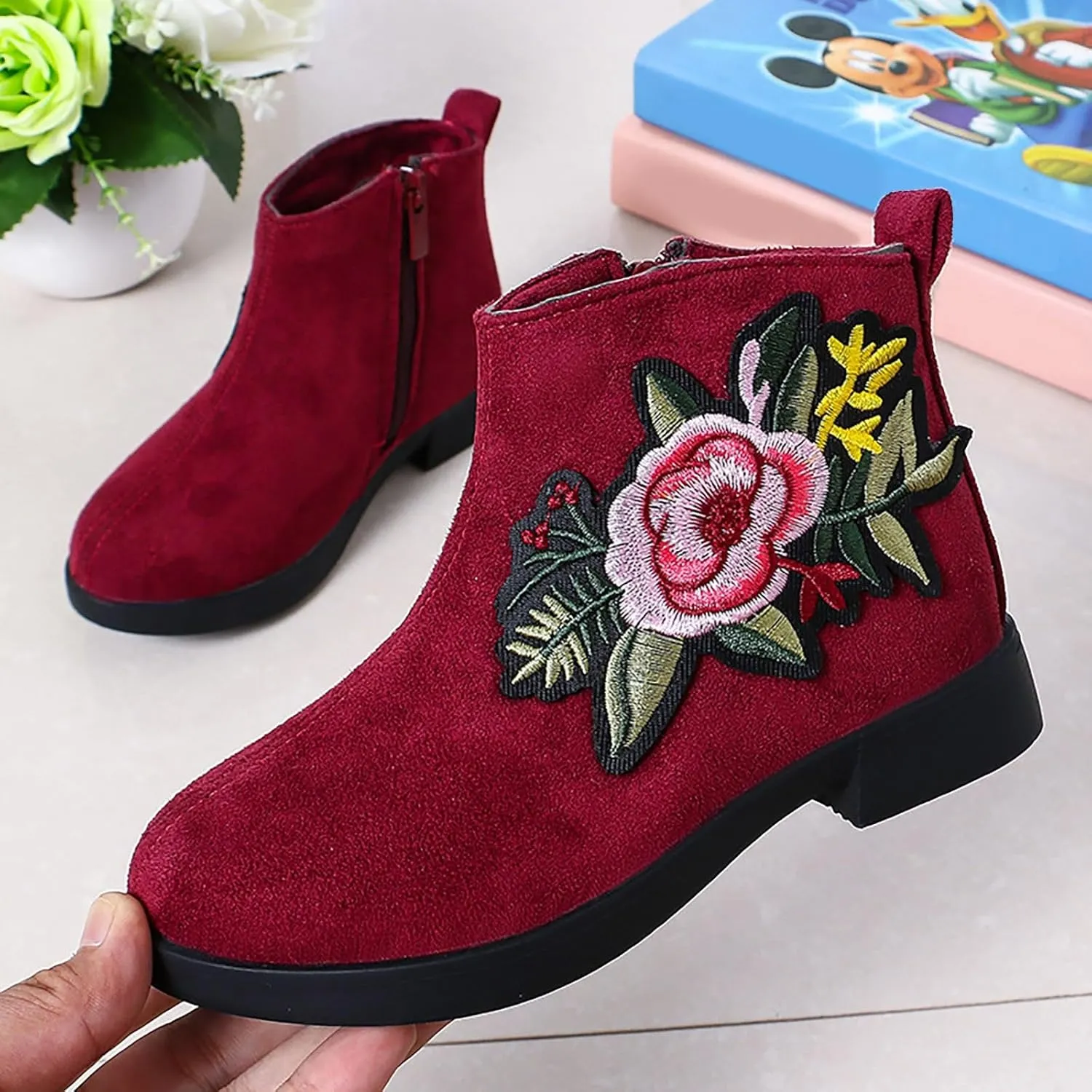 Boots for Girls Girl Boots Little Girls Western Cowboy Boots Waterproof Leather Non Slip Outdoor Ankle Snow Boots