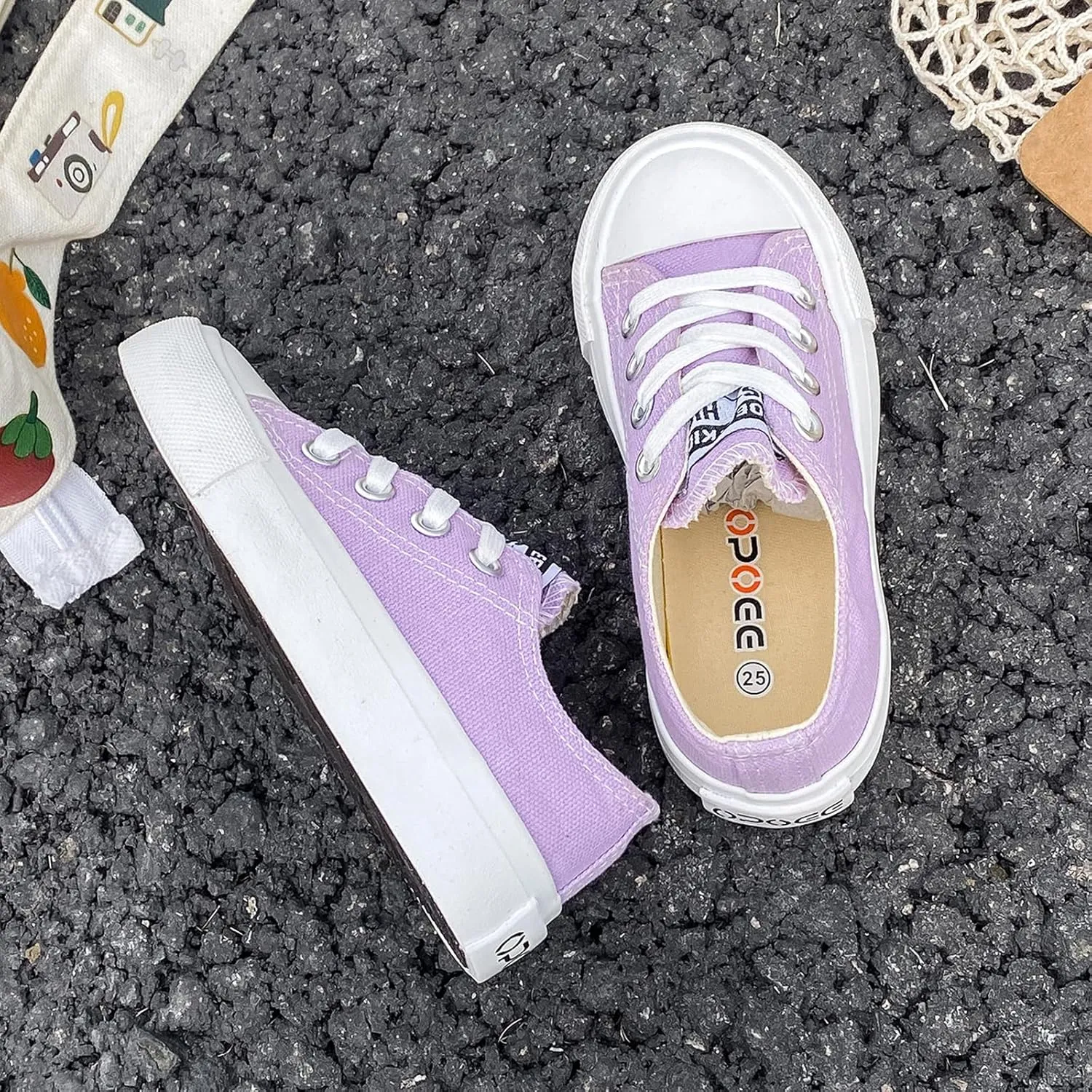 Boys Girls Baby Children's Shoes Low top lace-up Children's Canvas Shoes Back-to-School Season Small White Shoes Children's Sneakers Teens Medium and Large Kids Skateboarding Shoes