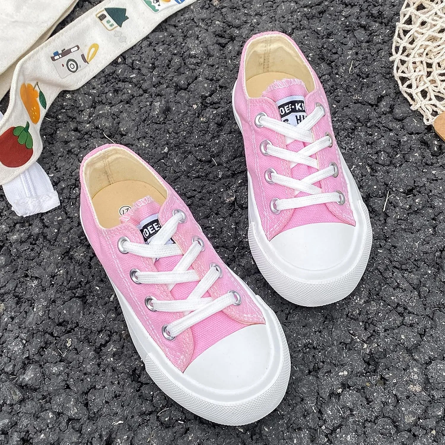 Boys Girls Baby Children's Shoes Low top lace-up Children's Canvas Shoes Back-to-School Season Small White Shoes Children's Sneakers Teens Medium and Large Kids Skateboarding Shoes