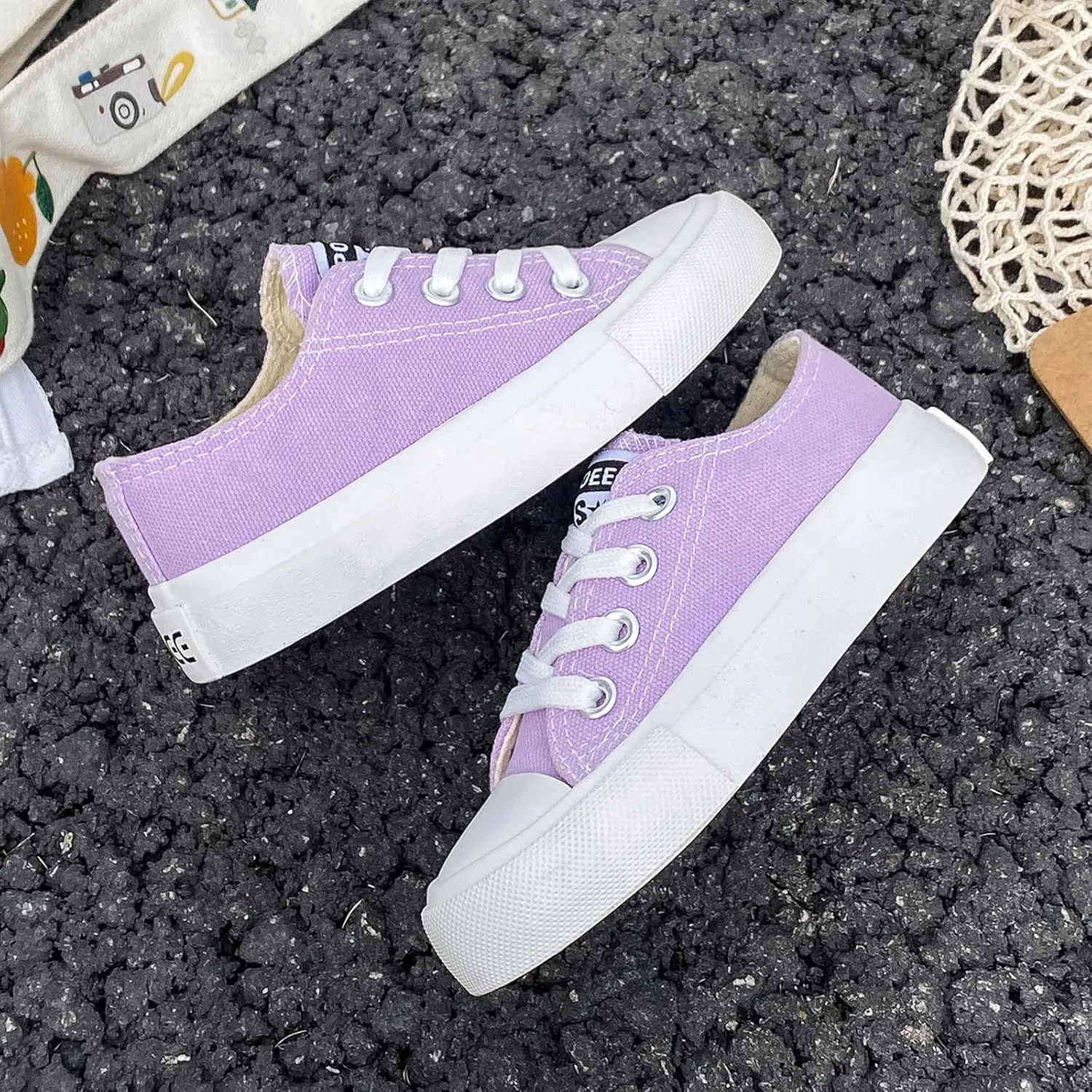 Boys Girls Baby Children's Shoes Low top lace-up Children's Canvas Shoes Back-to-School Season Small White Shoes Children's Sneakers Teens Medium and Large Kids Skateboarding Shoes
