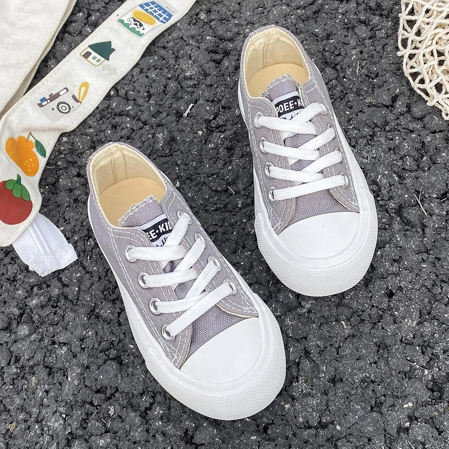 Boys Girls Baby Children's Shoes Low top lace-up Children's Canvas Shoes Back-to-School Season Small White Shoes Children's Sneakers Teens Medium and Large Kids Skateboarding Shoes