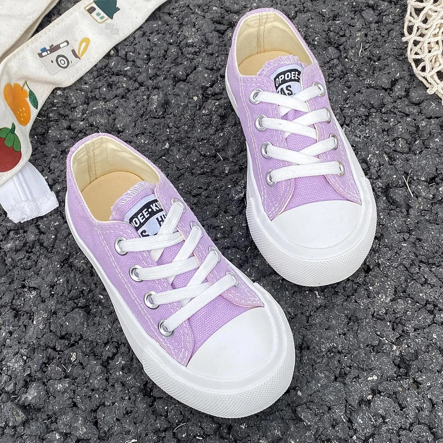 Boys Girls Baby Children's Shoes Low top lace-up Children's Canvas Shoes Back-to-School Season Small White Shoes Children's Sneakers Teens Medium and Large Kids Skateboarding Shoes