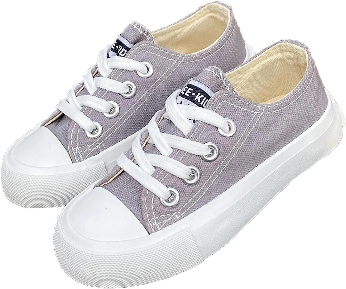 Boys Girls Baby Children's Shoes Low top lace-up Children's Canvas Shoes Back-to-School Season Small White Shoes Children's Sneakers Teens Medium and Large Kids Skateboarding Shoes