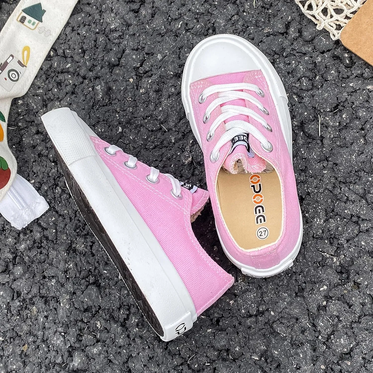 Boys Girls Baby Children's Shoes Low top lace-up Children's Canvas Shoes Back-to-School Season Small White Shoes Children's Sneakers Teens Medium and Large Kids Skateboarding Shoes