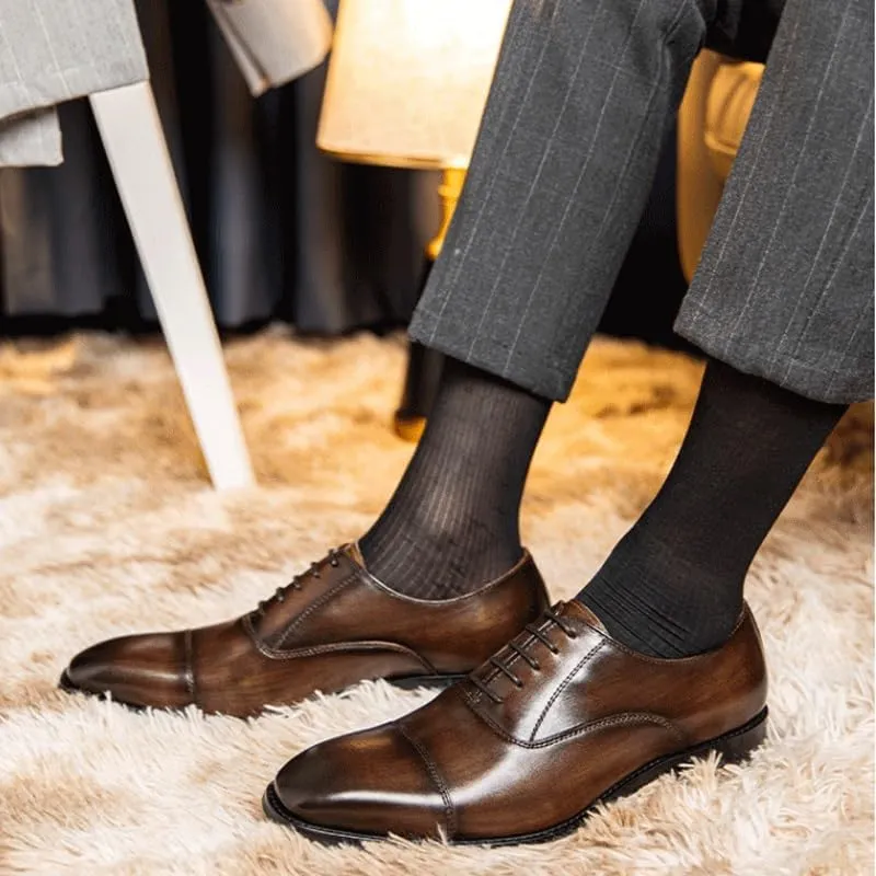 Breathable Leather Oxford Business Shoes for Men - Formal Office & Special Occasion Footwear