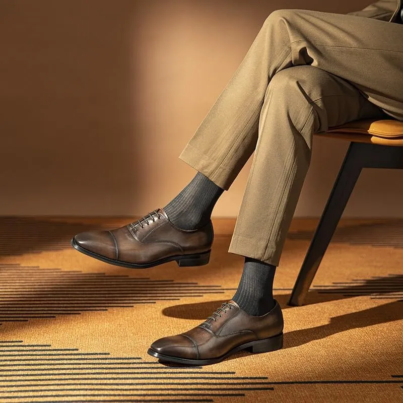 Breathable Leather Oxford Business Shoes for Men - Formal Office & Special Occasion Footwear