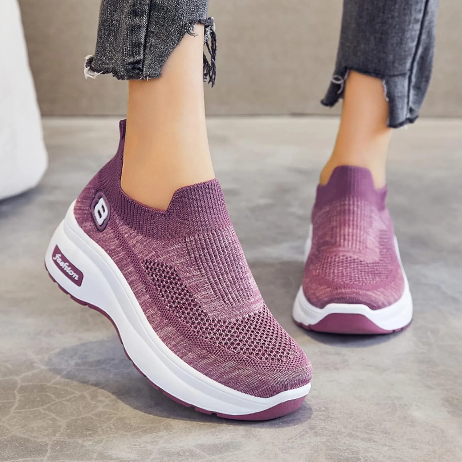 Breathable Women Shoes Leisure Trainer Shoes Running Fitness Sport Casual Wedge Outdoor Women's Things Take Vacation