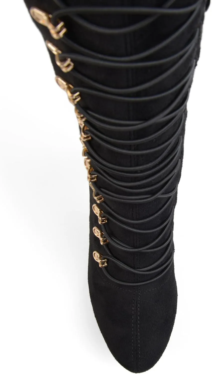 Brinley Co. Womens Regular and Wide Calf Vintage Almond Toe Over-the-knee Boots