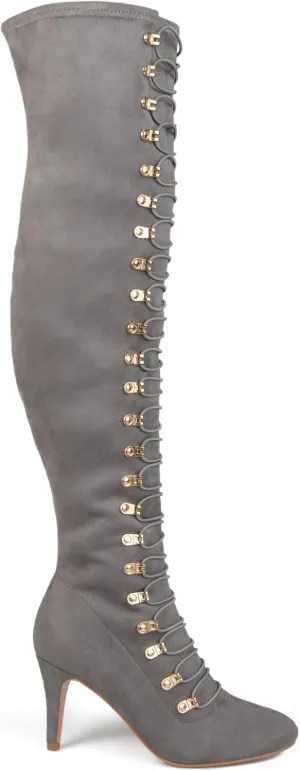 Brinley Co. Womens Regular and Wide Calf Vintage Almond Toe Over-the-knee Boots