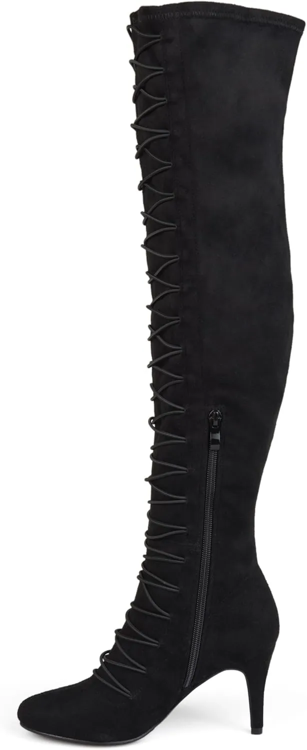 Brinley Co. Womens Regular and Wide Calf Vintage Almond Toe Over-the-knee Boots