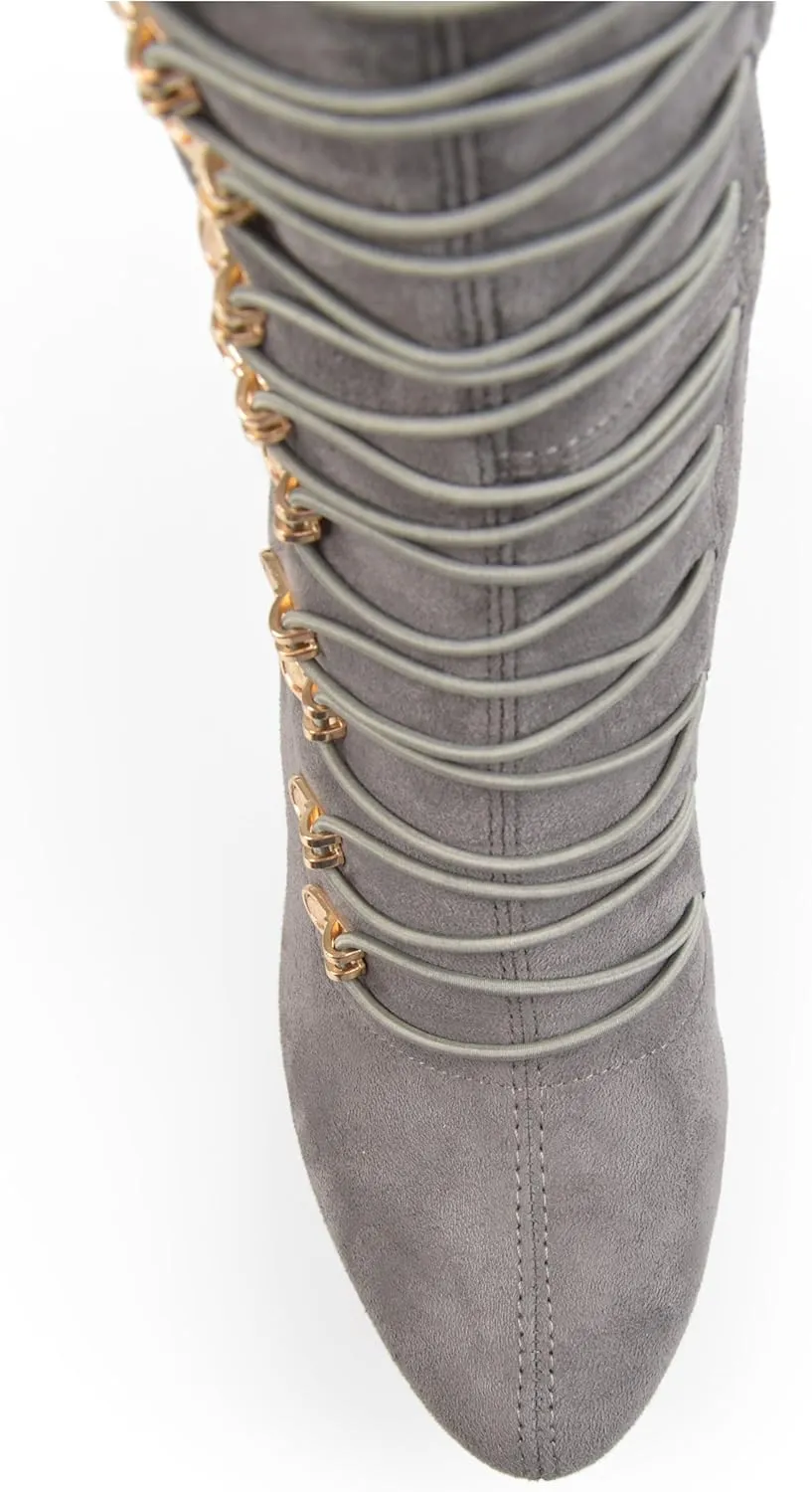 Brinley Co. Womens Regular and Wide Calf Vintage Almond Toe Over-the-knee Boots