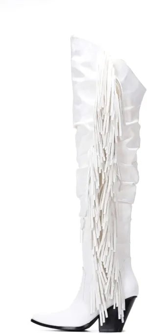 Cape Robbin Gabanna Cowboy Over The Knee Boots Women, Western Cowgirl Boots, Fashion Dress Fringe Boots for Women