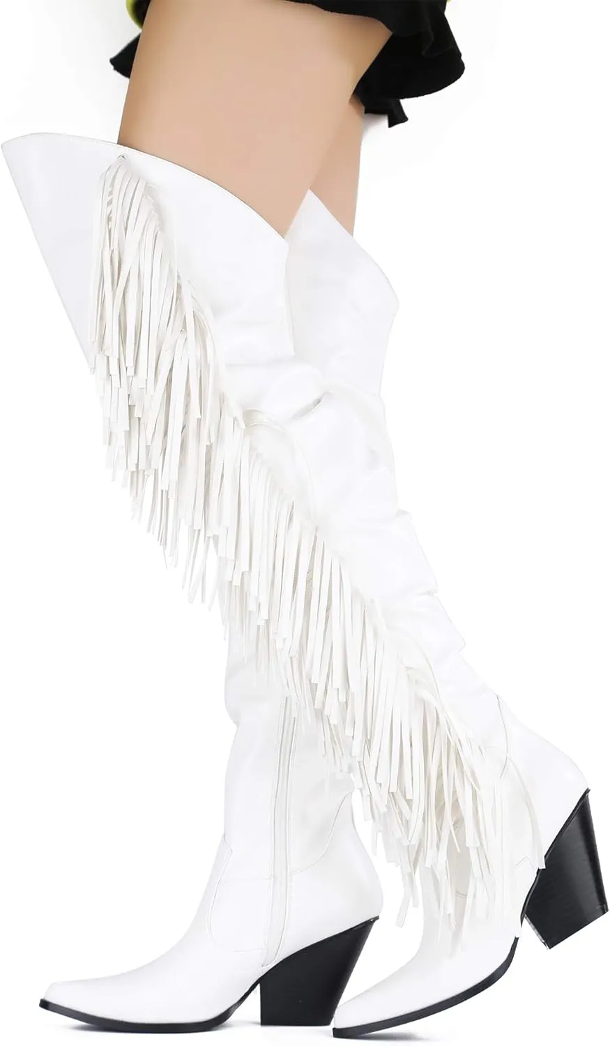 Cape Robbin Gabanna Cowboy Over The Knee Boots Women, Western Cowgirl Boots, Fashion Dress Fringe Boots for Women