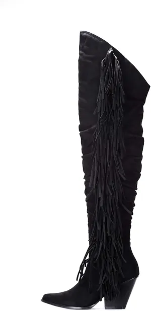 Cape Robbin Gabanna Cowboy Over The Knee Boots Women, Western Cowgirl Boots, Fashion Dress Fringe Boots for Women