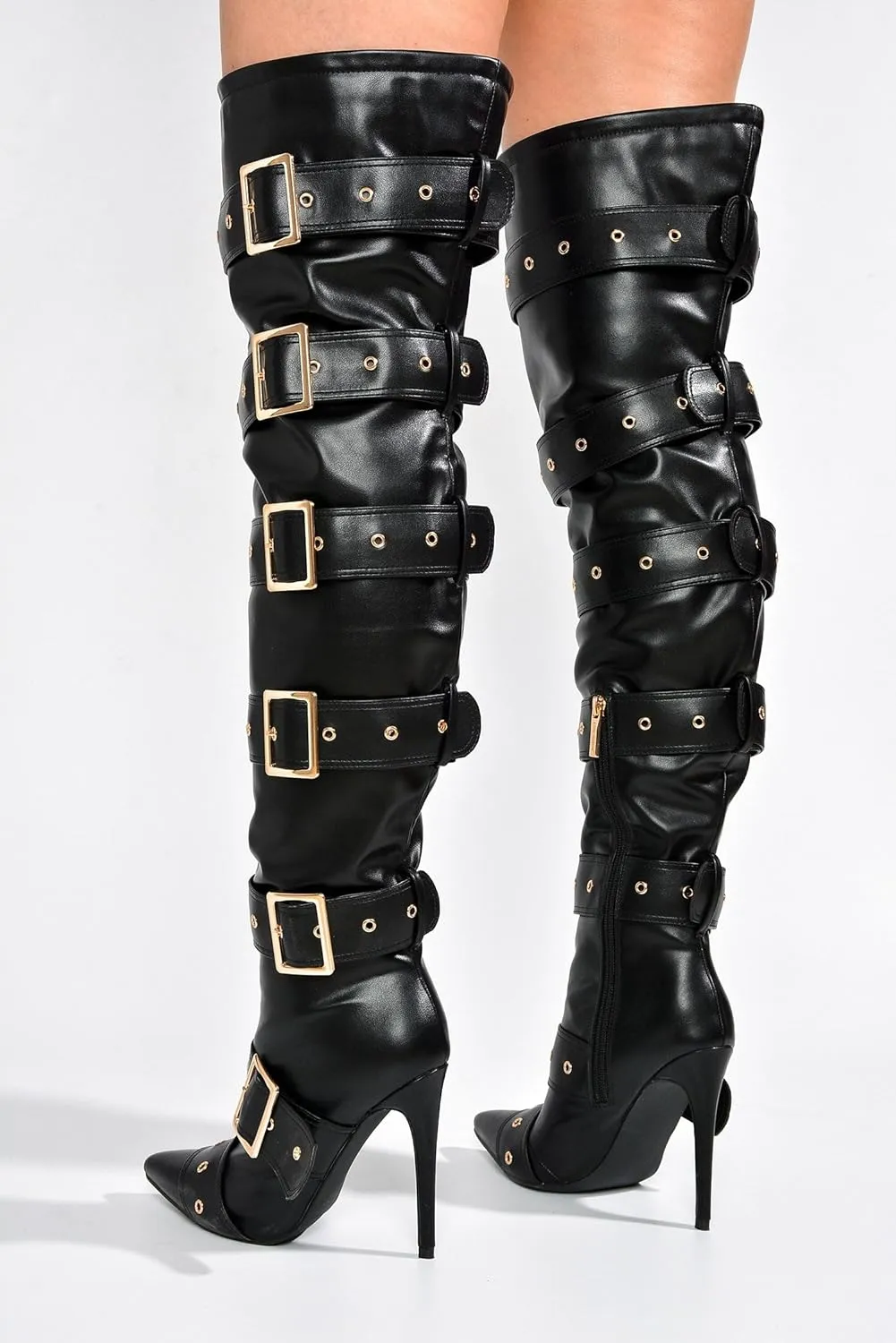 Cape Robbin Thigh High Over The Knee Boots, Pointed Toe Stiletto High Heel Fashion Dress Boots for Women