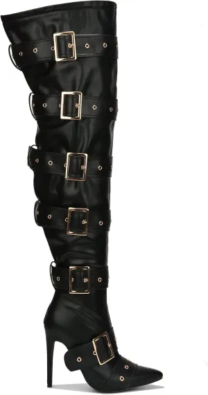 Cape Robbin Thigh High Over The Knee Boots, Pointed Toe Stiletto High Heel Fashion Dress Boots for Women