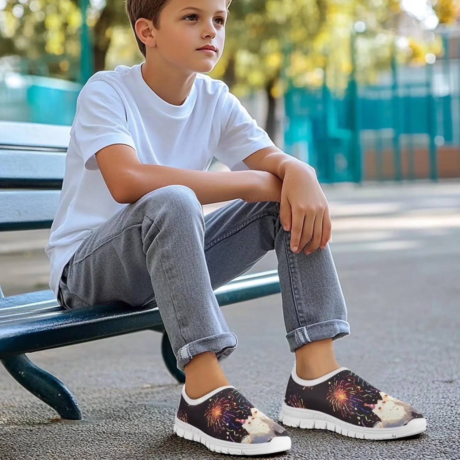 Casual Slip On Flats Sneakers for Boys Girls,Children's Low-Top Skateboard Shoes Outdoor Sport Training Shoes