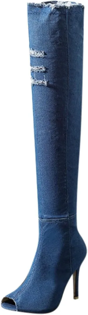 Cathalem Over the Knee Boots for Women High Heels Over The Knee Boots Thigh High Pointed Toe Stiletto Long Fall Boots