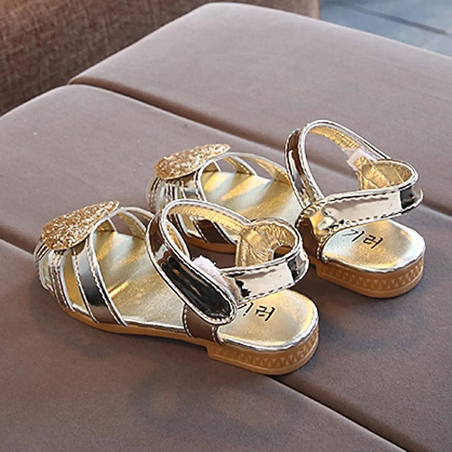 Children Shoes Flat Soft Sole Single Shoes Fashion Princess Single Shoes Children Princess Shoes Girls Shoe Wedges (Gold, 10.5-11 Years Big Kids)