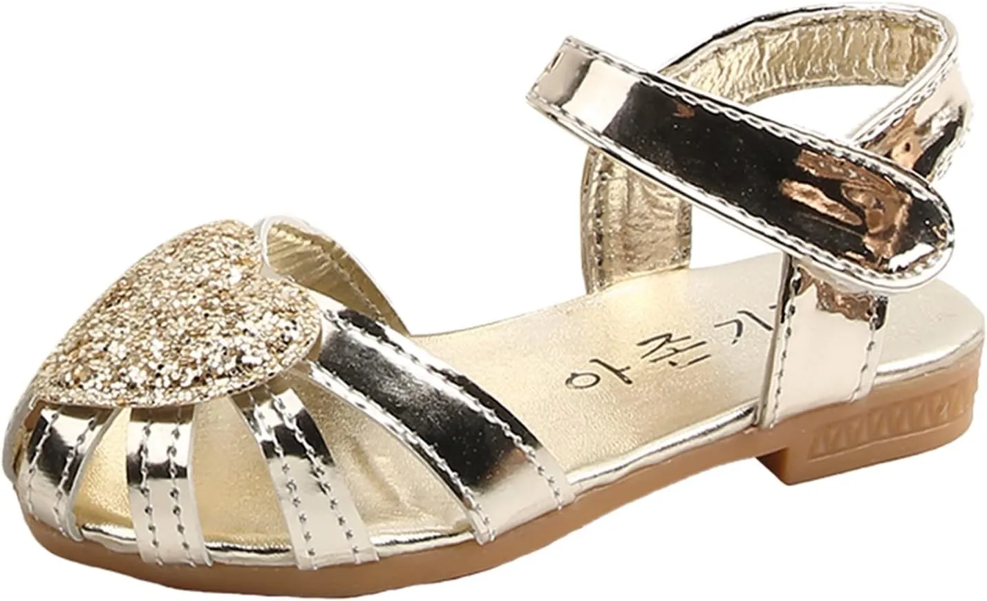 Children Shoes Flat Soft Sole Single Shoes Fashion Princess Single Shoes Children Princess Shoes Girls Shoe Wedges (Gold, 10.5-11 Years Big Kids)