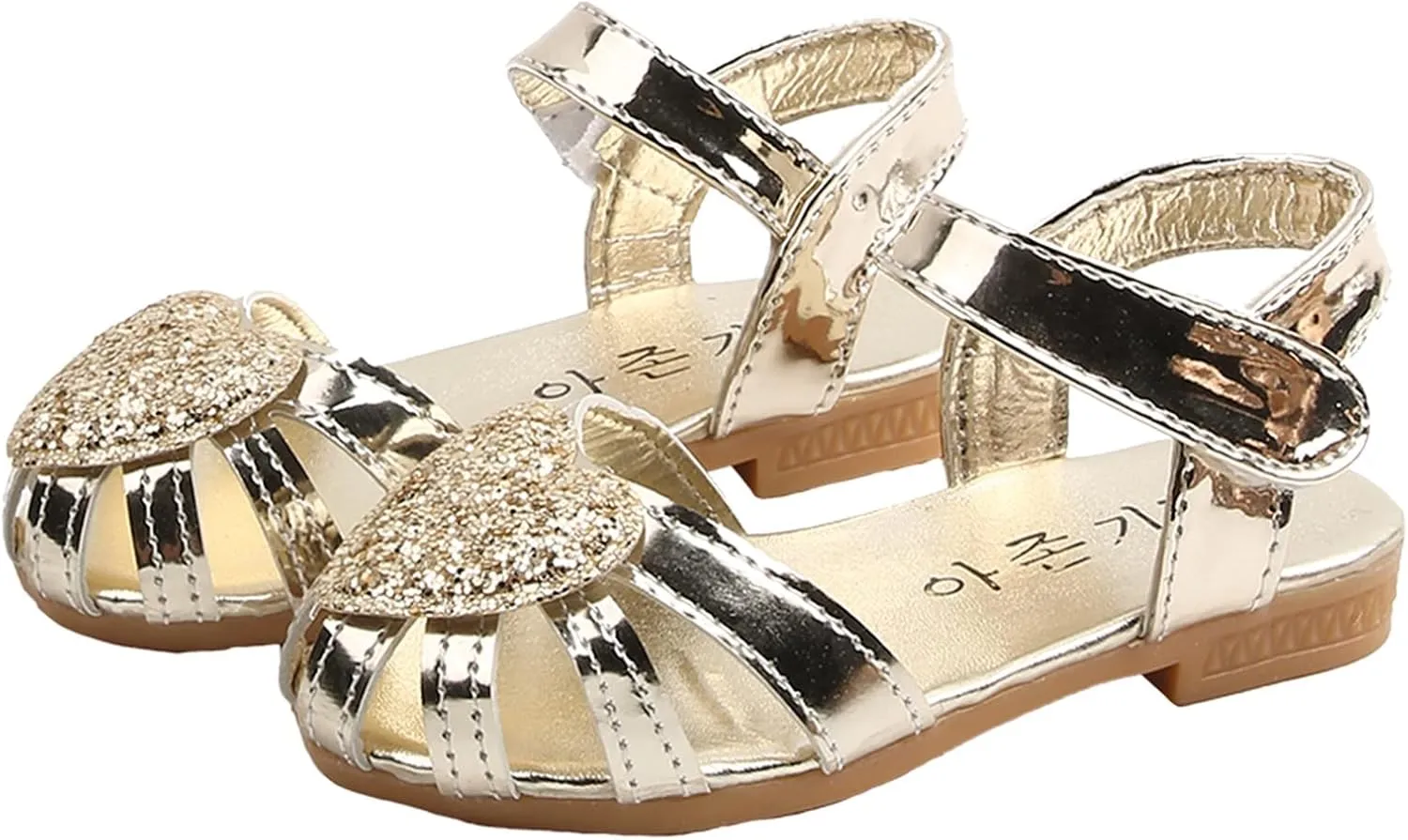Children Shoes Flat Soft Sole Single Shoes Fashion Princess Single Shoes Children Princess Shoes Girls Shoe Wedges (Gold, 10.5-11 Years Big Kids)