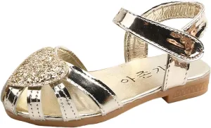 Children Shoes Flat Soft Sole Single Shoes Fashion Princess Single Shoes Children Princess Shoes Girls Shoe Wedges (Gold, 10.5-11 Years Big Kids)