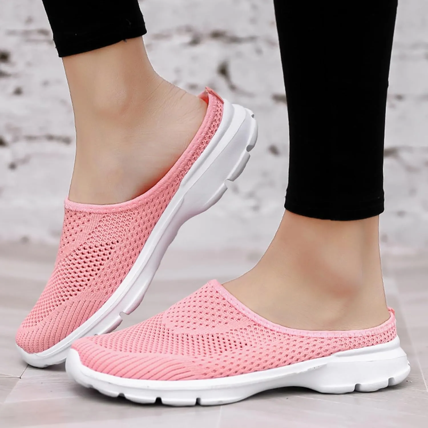 Clogs For Women Breathable Mesh Flat Slippers Casual Slingback Mules Sneakers Closed Round Toe Slip On Slippers Lightweight Athletic Outdoor Walking Shoes