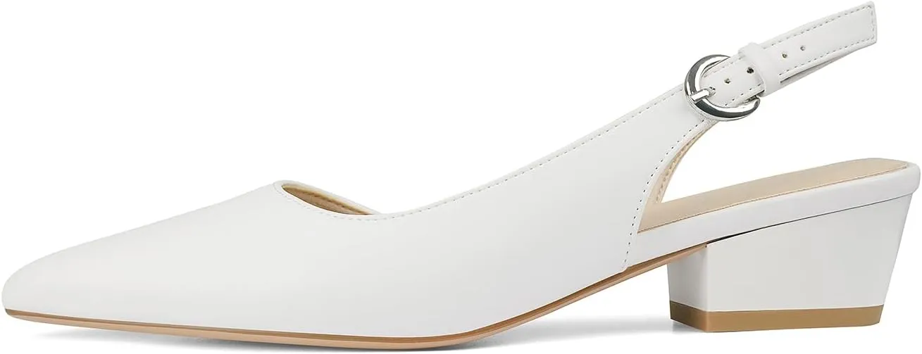 CORNMOOD Womens Pumps Slingback Heels for Women Block Low Heel Flats Dress Shoes with Strap