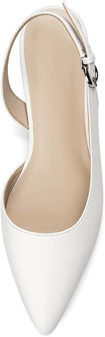 CORNMOOD Womens Pumps Slingback Heels for Women Block Low Heel Flats Dress Shoes with Strap