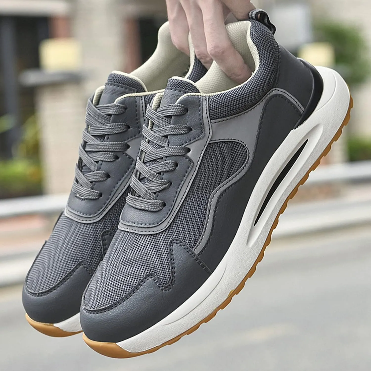 Elevator Sneakers for Men 2.36 inch Invisible Height Increasing Lace Up Fashion Sneakers